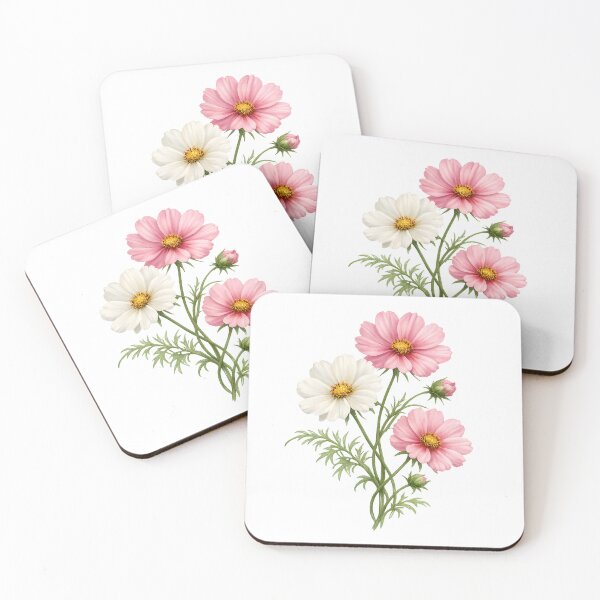 Item preview, Pink & White Cosmos Floral Illustration designed and sold by t-patterns.