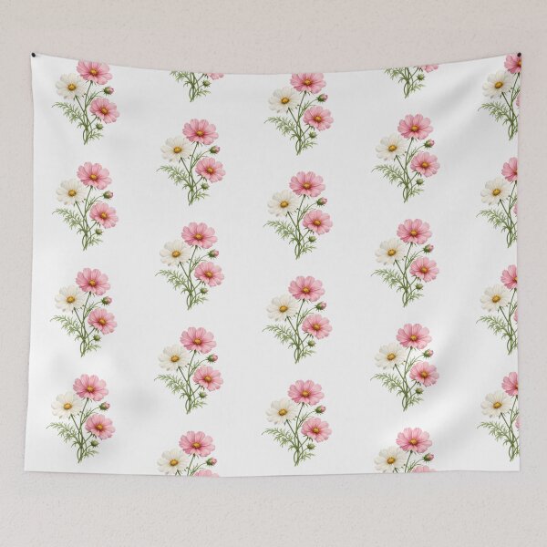 Item preview, Pink & White Cosmos Floral Illustration designed and sold by t-patterns.