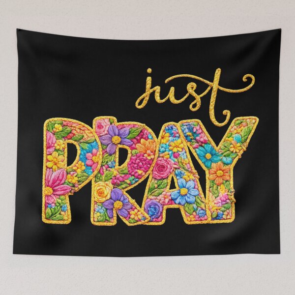 Item preview, Just Pray Floral Crochet Yarn Christian  designed and sold by Daughter of a King Designs.