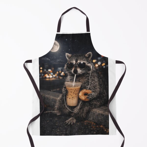 Item preview, Realistic Raccoon Iced Coffee Donut Moon Night Sky designed and sold by BoozieHumor.