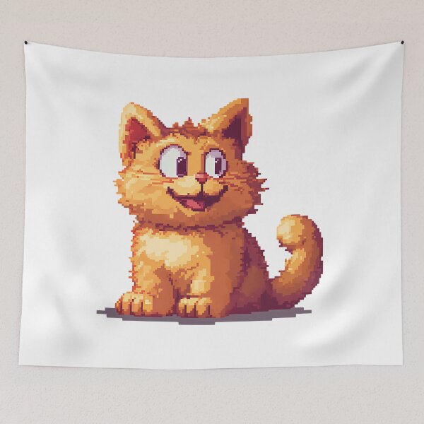Item preview, Pixel Art Cute Orange Kitten - Retro 8-Bit Cat Art Print designed and sold by DesignArtist.ia.