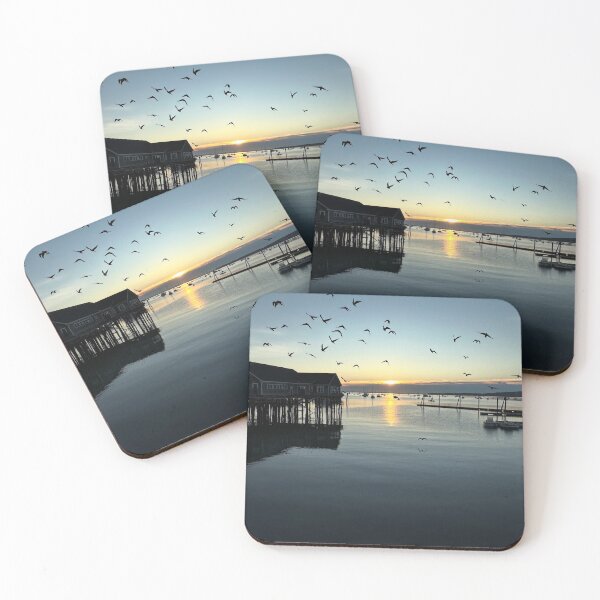 Item preview, Sunrise at Rockland Harbor with Seagulls designed and sold by christazuber.