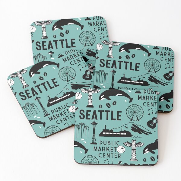 Item preview, Iconic Seattle Landmarks and Culture Pattern designed and sold by Frollein S Berlin.