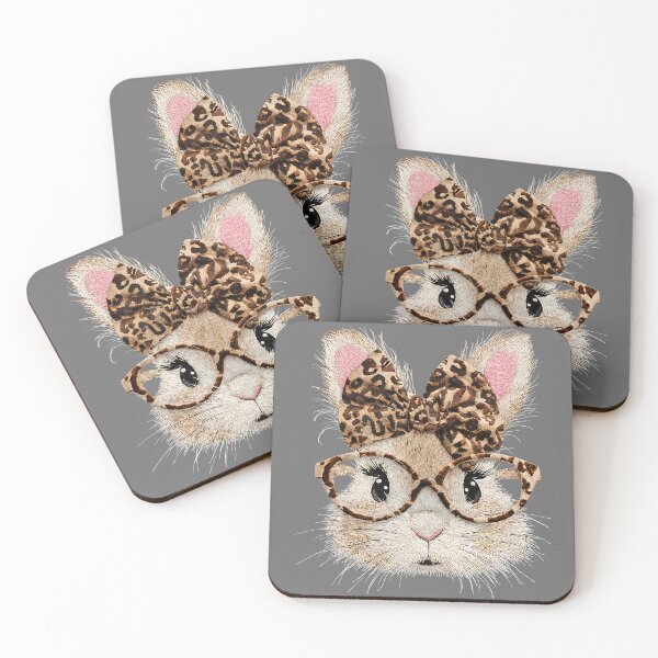 Item preview, Cute Bunny Rabbit Face Leopard Coquette Bow Glasses Easter designed and sold by KristineLi.