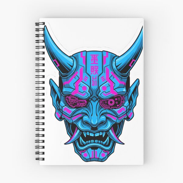 Artikelvorschau, Cyberpunk Oni Dämonenmaske Neon Synthwave Kunst entworfen und verkauft von RickyStick.