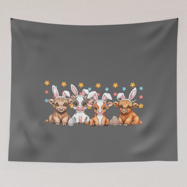 Item preview, Easter Cow Calves Bunny Ears Cute Farm Animal Kids Women Men designed and sold by KristineLi.