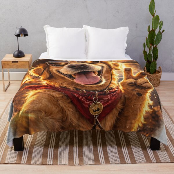 Item preview, Golden Retriever Selfie Adventure Art - Funny Dog in Sunglasses & Hat Sunset Camping Print for T-Shirts, Stickers, Phone Cases designed and sold by Falconwolf.