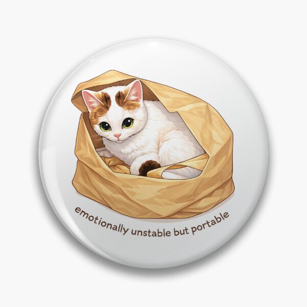 Item preview, Lindo dibujo de gato con bolsa: meme emocionalmente inestable pero portátil designed and sold by .onemoredesign..