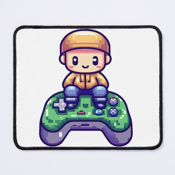 Item preview, Pixel Art Gamer Kid on Controller - Cute Retro 8-Bit Gaming Art Print designed and sold by DesignArtist.ia.