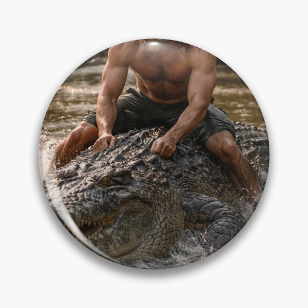Item preview, um homem montado em um jacare designed and sold by emcomum.