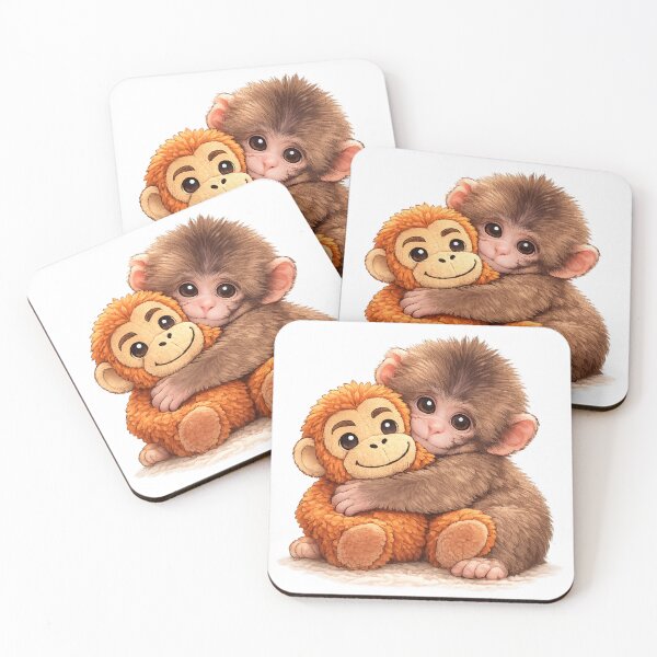 Item preview, Cute Baby Monkey Hugging Teddy designed and sold by Blue-Eagle-Fashion.