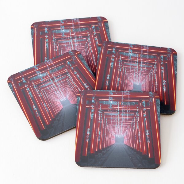 Item preview, Neon Shinto Gates Forest Tunnel Cyberpunk Art designed and sold by Kynura.