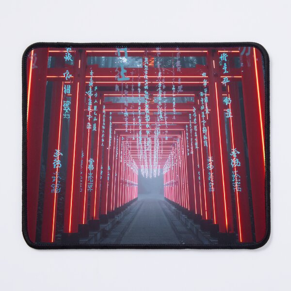 Item preview, Neon Shinto Gates Forest Tunnel Cyberpunk Art designed and sold by Kynura.