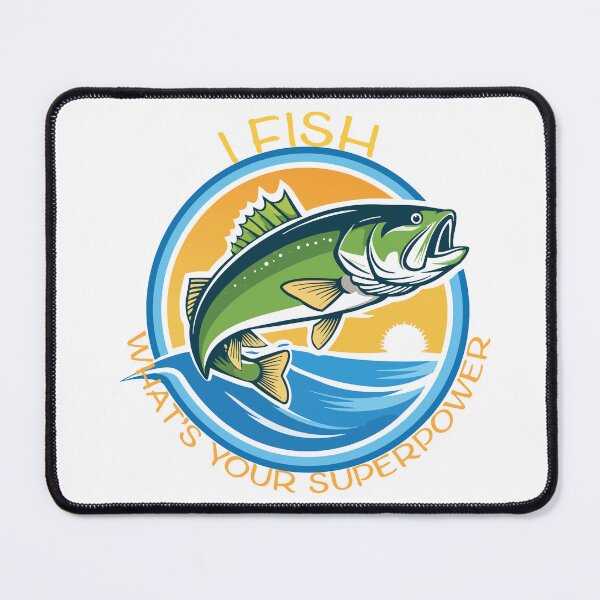 Item preview, "I fish, what's your superpower?" fishing patch illustration. designed and sold by Art-Horizon.