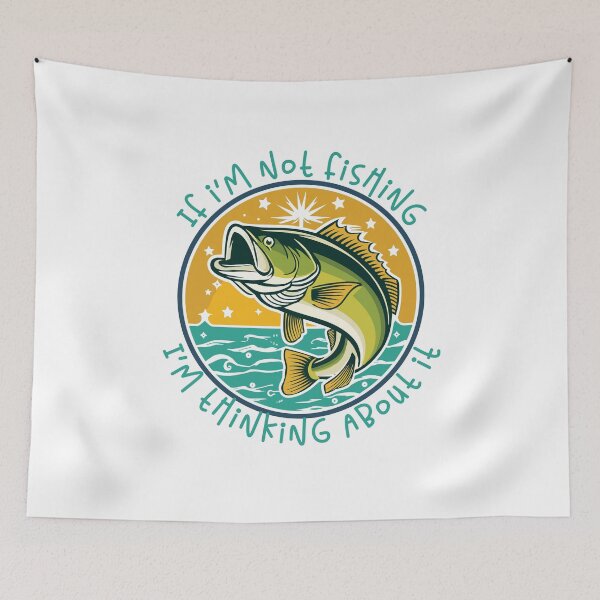 Item preview, "If i'm not fishing I'm thinking about it" fishing patch illustration. designed and sold by Art-Horizon.