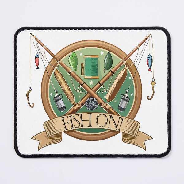 Item preview, "Fish On!" angler fishing badge illustration. designed and sold by Art-Horizon.