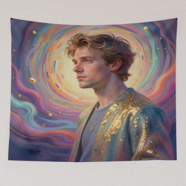 Item preview, Cosmic Portrait Art with Vibrant Colors and Radiant Modern Energy designed and sold by FotoworldEdel.