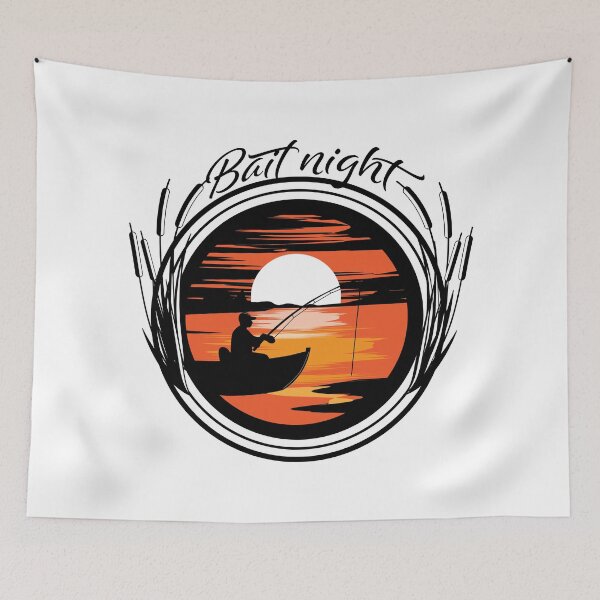 Item preview, "Bait Night" fishing patch illustration. designed and sold by Art-Horizon.