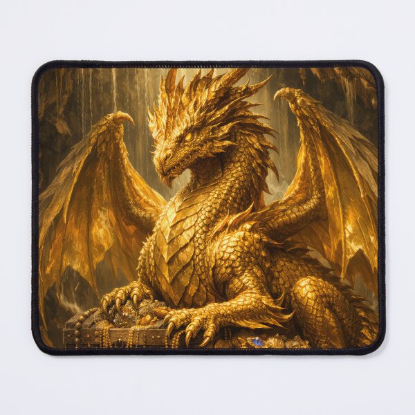 Item preview, Golden Treasure Dragon – Legendary Hoard Guardian Fantasy Art designed and sold by DrakariArt.