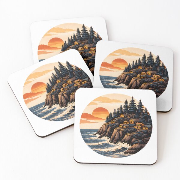 Item preview, Sunset Coastal Village Art designed and sold by WavesStation.