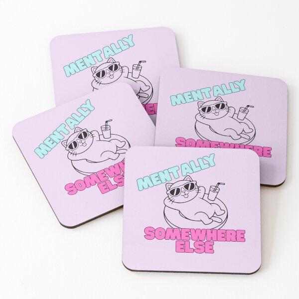 Item preview, Chill Cat Summer Vibes "Mentally Somewhere Else" Cartoon Art designed and sold by MMPrintsDesign.