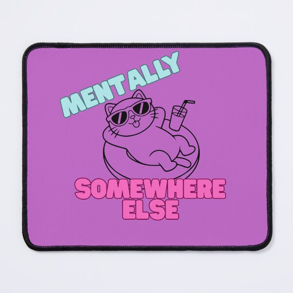 Item preview, Chill Cat Summer Vibes "Mentally Somewhere Else" Cartoon Art designed and sold by MMPrintsDesign.