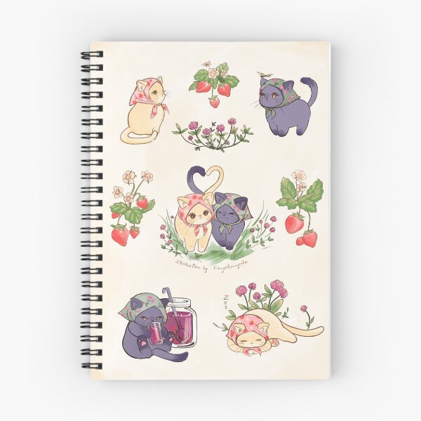 Item preview, Summertime Babushka Kitties (strawberries and clovers) designed and sold by fizzycherrycola.