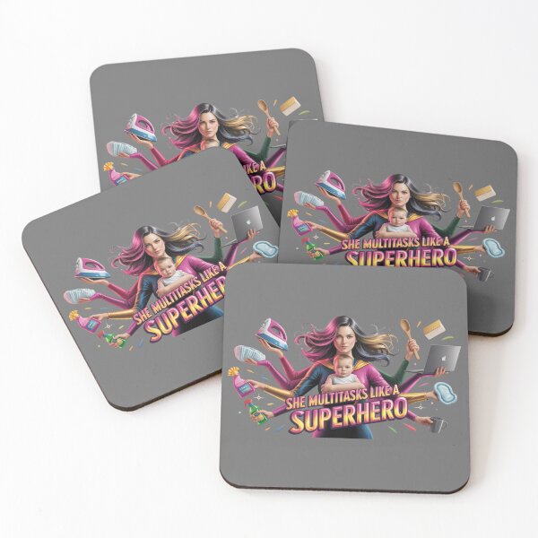 Item preview, She Multitasks Like a Superhero - woman/mothers digital graphic appreciation  designed and sold by YourTrendyTees.