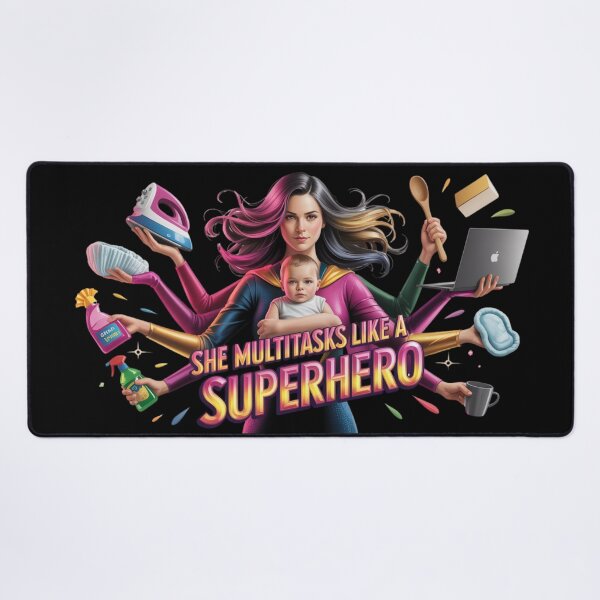 Item preview, She Multitasks Like a Superhero - woman/mothers digital graphic appreciation designed and sold by YourTrendyTees.