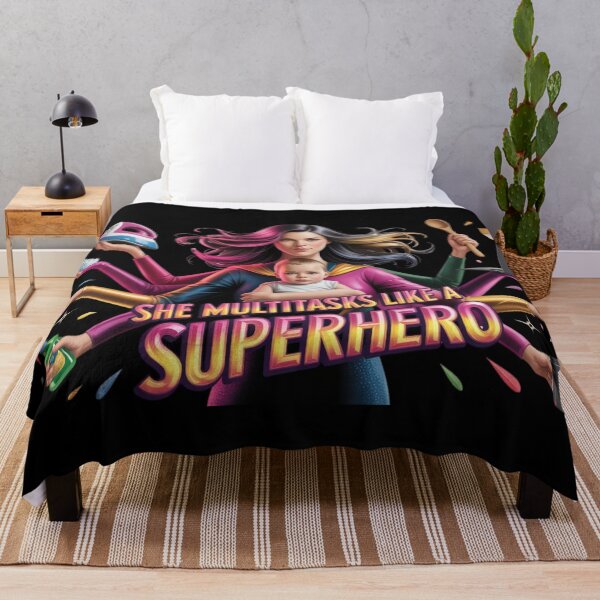 Item preview, She Multitasks Like a Superhero - woman/mothers digital graphic appreciation designed and sold by YourTrendyTees.