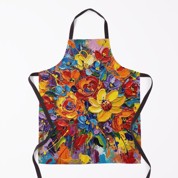 Item preview, colorful abstract summer flowers with ladybugs designed and sold by AQuirkyApple.