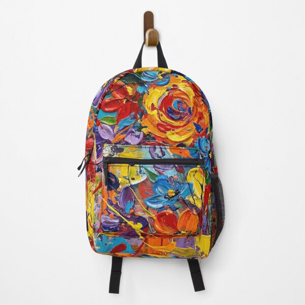 Item preview, colorful abstract summer flowers with ladybugs designed and sold by AQuirkyApple.