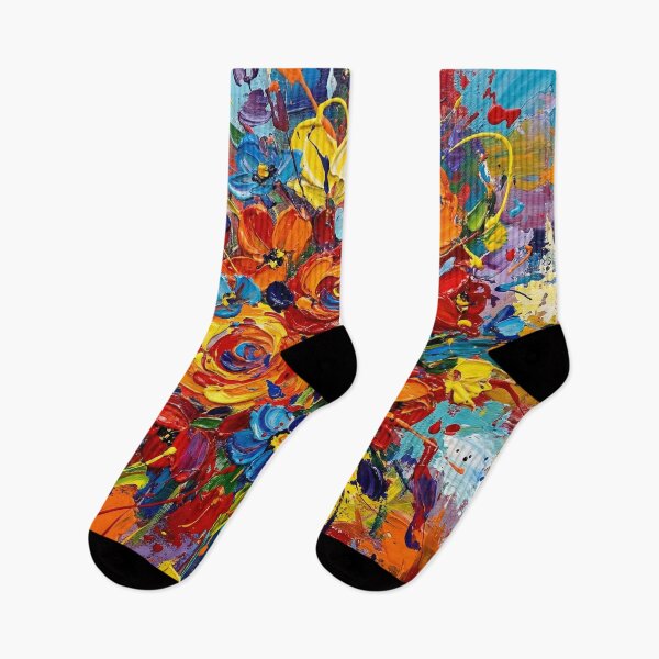 Item preview, colorful abstract summer flowers with ladybugs designed and sold by AQuirkyApple.