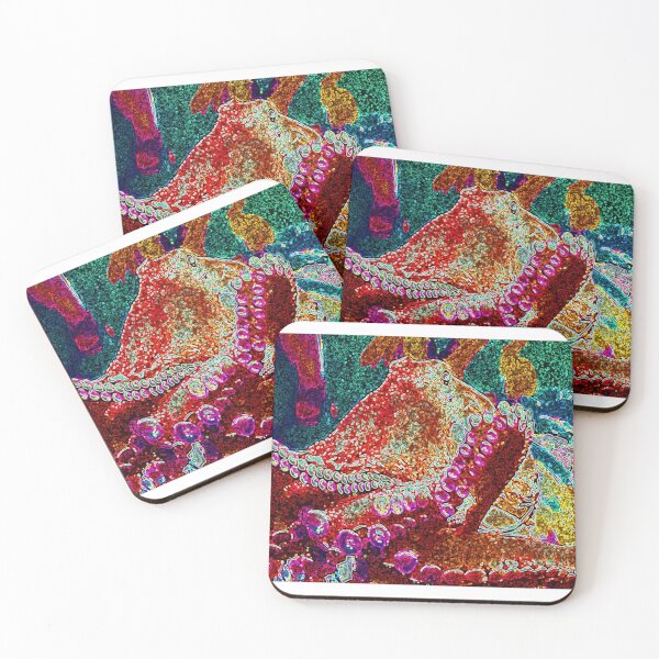 Item preview, red octopus illusionistic art designed and sold by Wolkenleserin.
