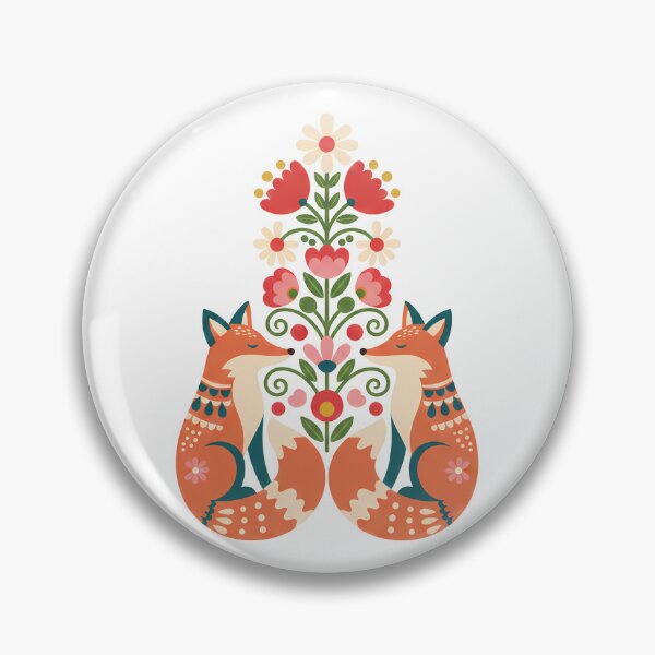 Item preview, Foxes and Daisies – Scandinavian Folk Art by heidiannemorris © designed and sold by FOLK ART FUSION by heidiannemorris.