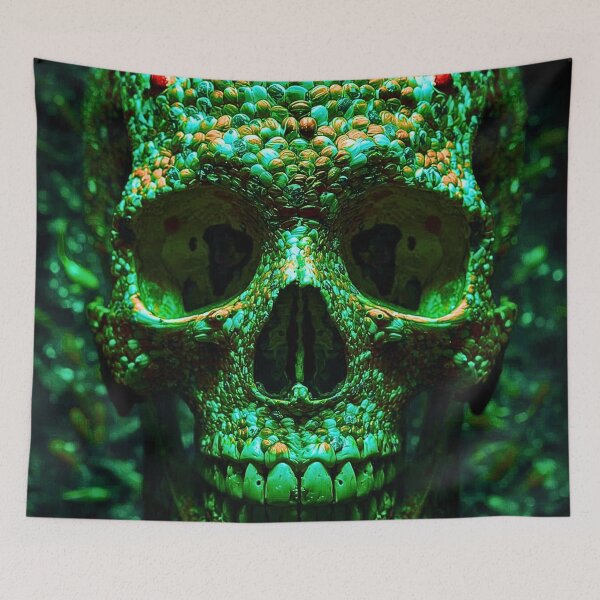 Item preview, Hyper Realistic Skull Art with Green Scales – Dark Fantasy Gothic Design designed and sold by SKULLARTISTRY.