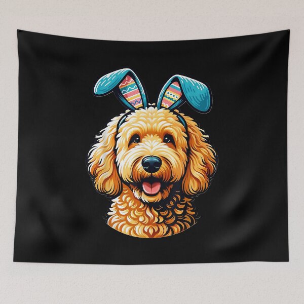 Item preview, Easter Goldendoodle Dog Wearing Bunny Ears, Easter Dog designed and sold by Boutkimaewab.