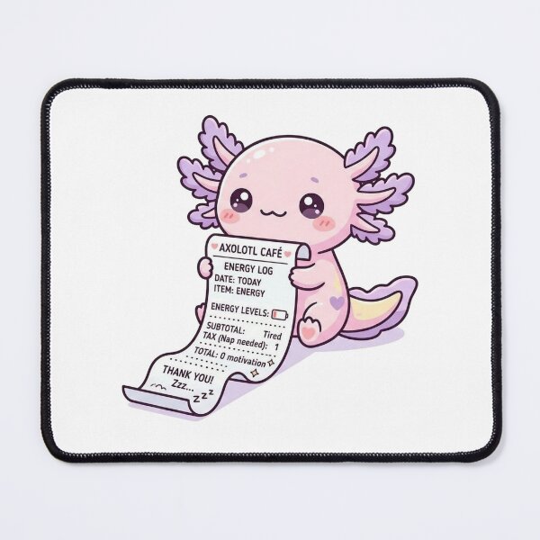 Item preview, Kawaii Axolotl Energy Receipt Cafe designed and sold by Visual Dept..