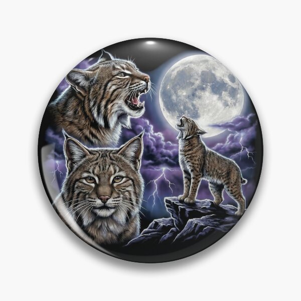 Item preview, Three Bobcat Lynx Moon Vintage 90s Airbrush Y2K Grunge Graphic designed and sold by EvrmoodCo.