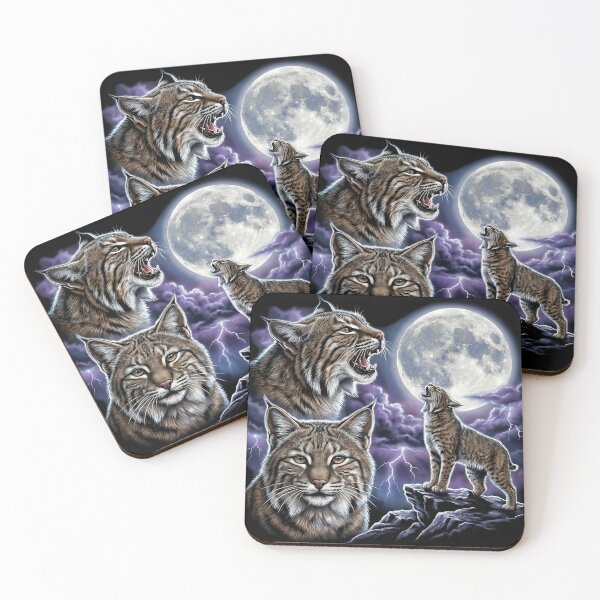 Item preview, Three Bobcat Lynx Moon Vintage 90s Airbrush Y2K Grunge Graphic designed and sold by EvrmoodCo.