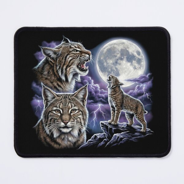 Item preview, Three Bobcat Lynx Moon Vintage 90s Airbrush Y2K Grunge Graphic designed and sold by EvrmoodCo.