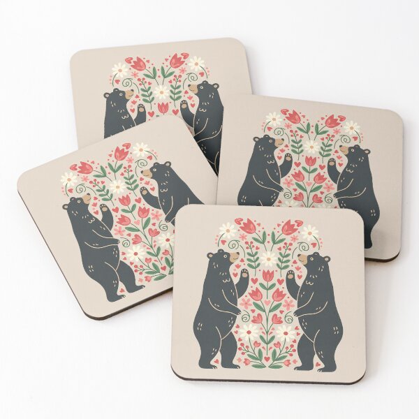 Item preview, Black Bears with Daisies and Tulips Folk Art   – Scandinavian Folk Art by heidiannemorris © designed and sold by FOLK ART FUSION by heidiannemorris.