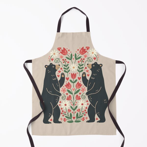 Item preview, Black Bears with Daisies and Tulips Folk Art – Scandinavian Folk Art by heidiannemorris © designed and sold by FOLK ART FUSION by heidiannemorris.