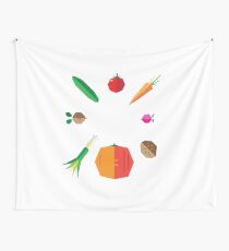 Vegetables laid out in a circle Wall Tapestry