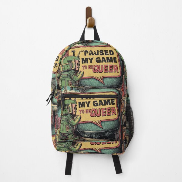 Item preview, I Paused My Game To Be Queer Retro Robot Art designed and sold by rainbowgremlin.
