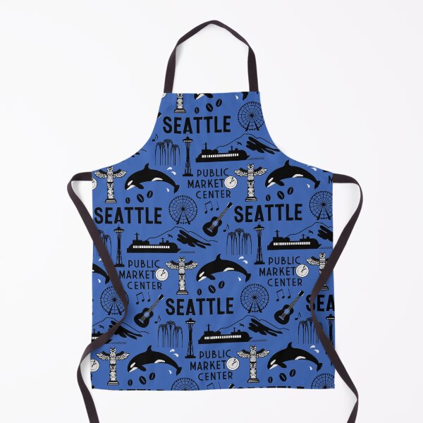 Item preview, Iconic Seattle Landmarks and Culture Pattern - Royal Blue designed and sold by Frollein S Berlin.