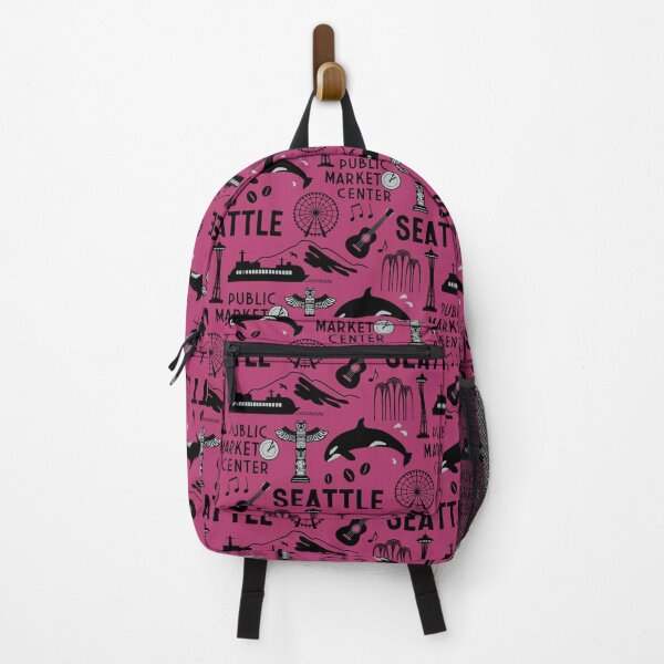 Item preview, Iconic Seattle Landmarks and Culture Pattern - Fuchsia designed and sold by Frollein S Berlin.