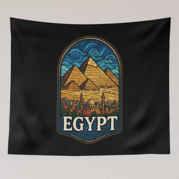 Item preview, Egypt Piramids Stained Glass Art Travel designed and sold by TomFrontierArt.