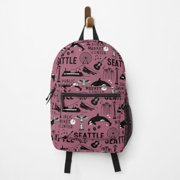 Item preview, Iconic Seattle Landmarks and Culture Pattern - Mauve designed and sold by Frollein S Berlin.