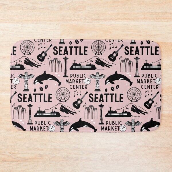Artikelvorschau, Seattle Icons Pattern – Light Pink entworfen und verkauft von Frollein S Berlin.